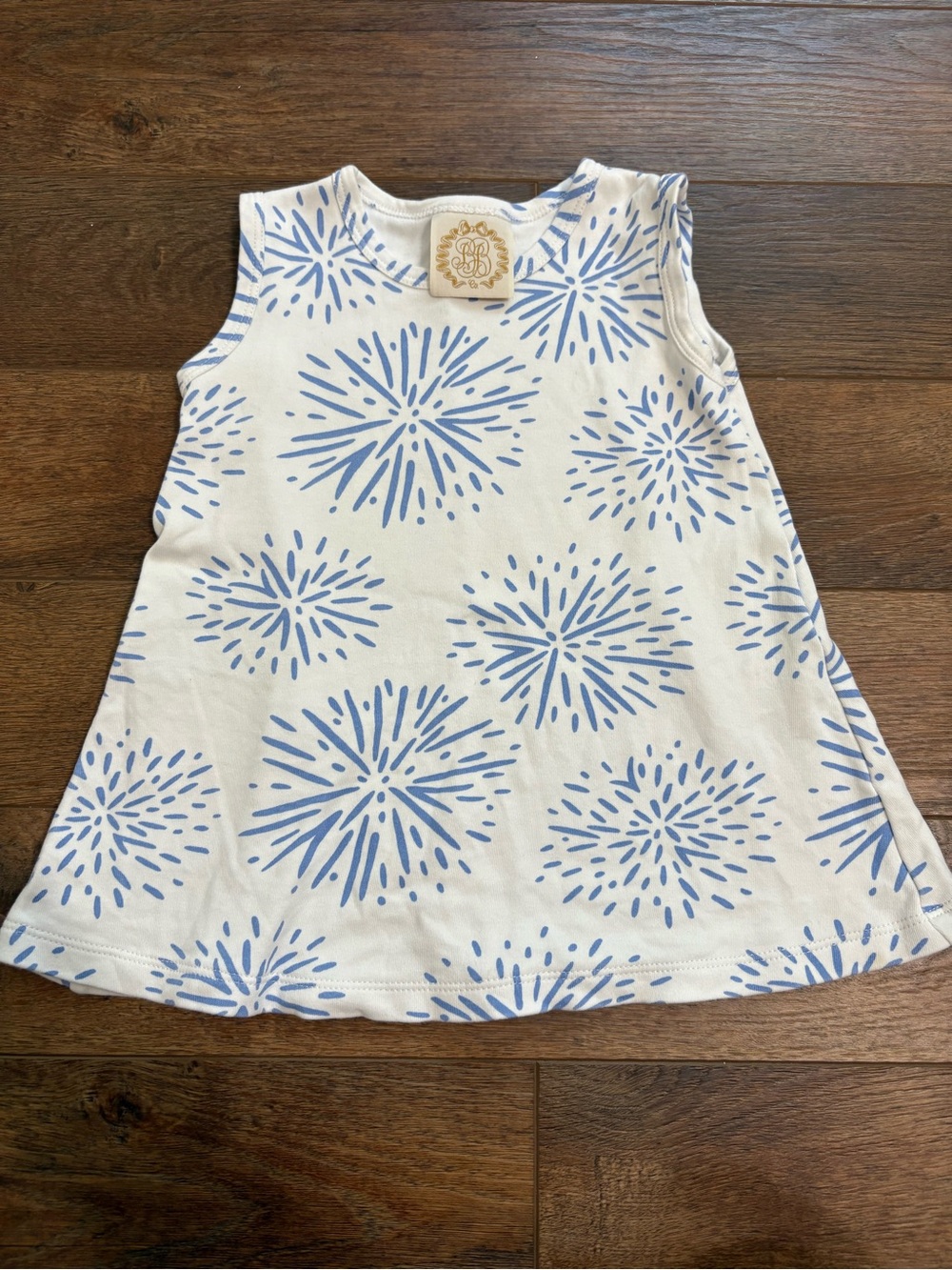 The Beaufort Bonnet Company Girls Fireworks Sleeveless Top Blue White 2T